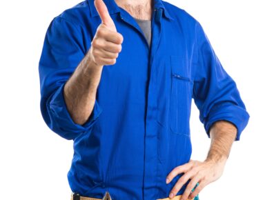 Plumber with thumb up